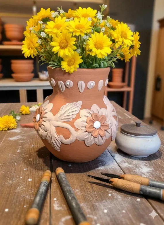 Handmade Clay Flower Vase